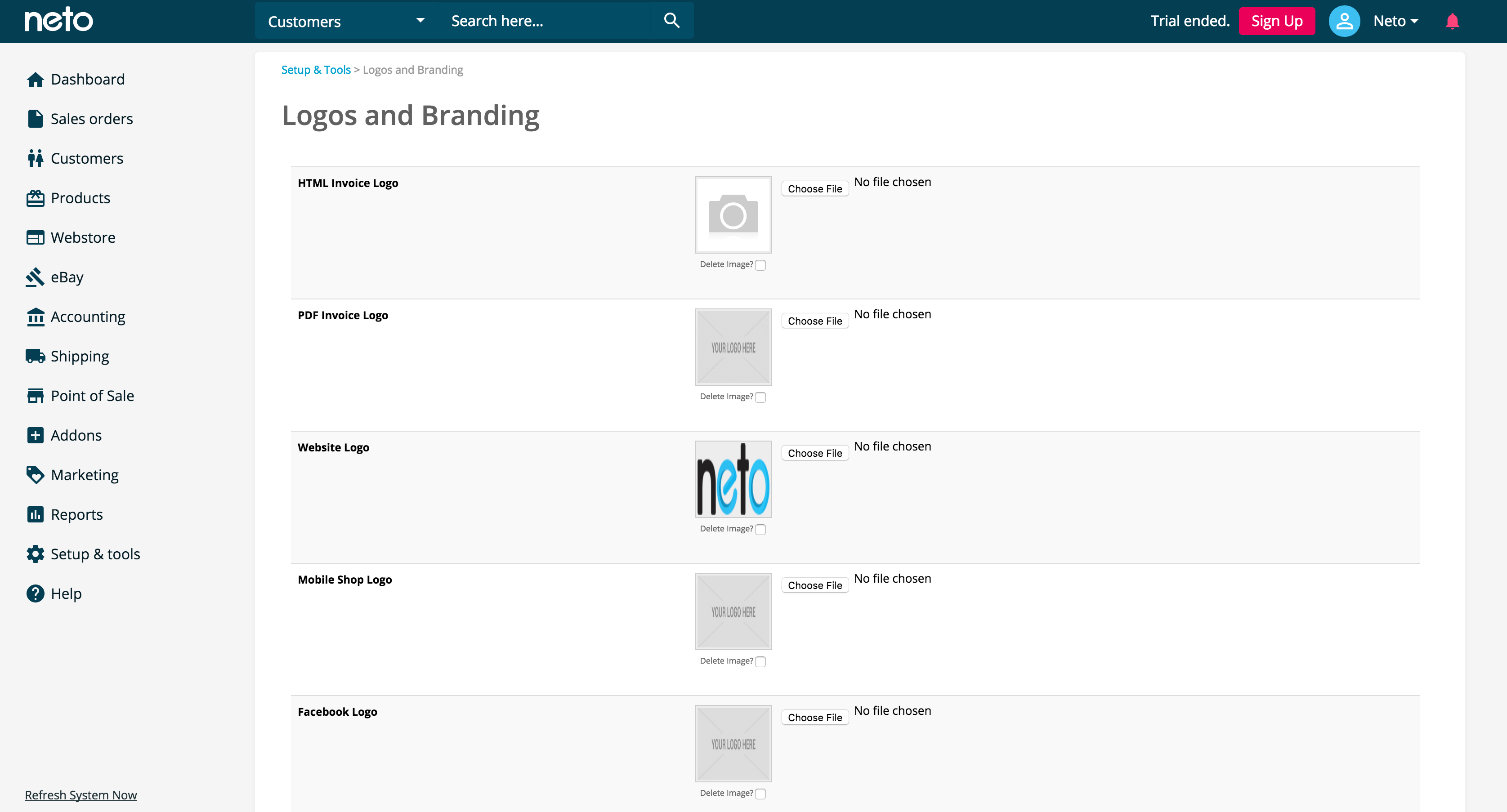 Customize webshops, Facebook shops, invoices, the control panel and more with store logos and branding