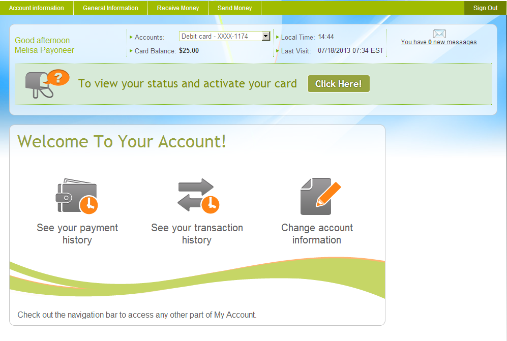 Payoneer Software - Users can keep track of their balance and all their transactions in their Payoneer account