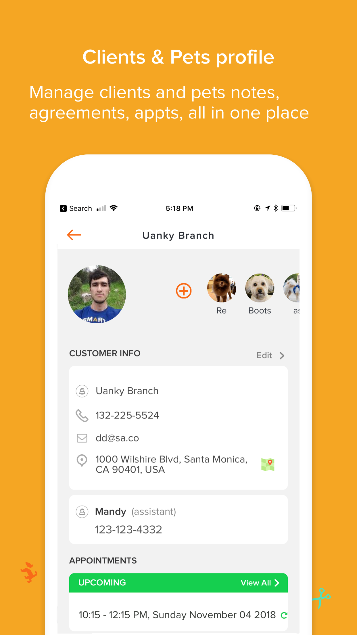 MoeGo Software - Clients and pets profile