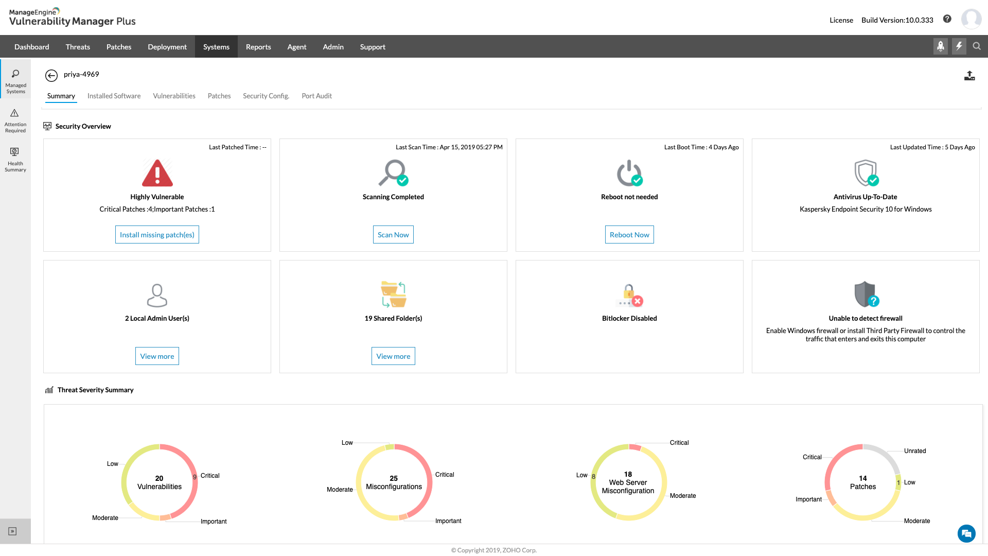 ManageEngine Vulnerability Manager Plus Software - ManageEngine Vulnerability Manager Plus detailed resource view