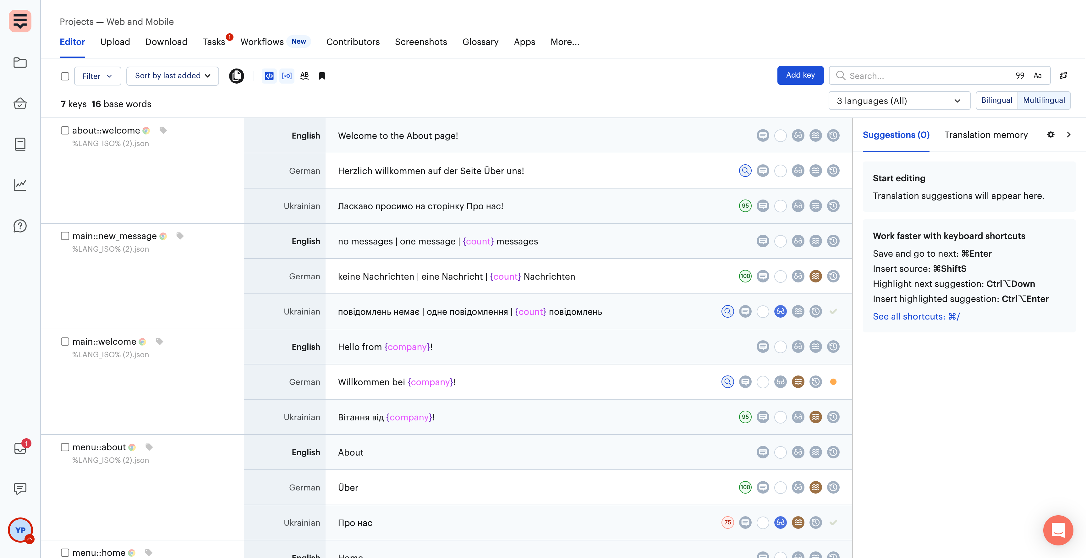 Lokalise Software - 2 - Vorschau