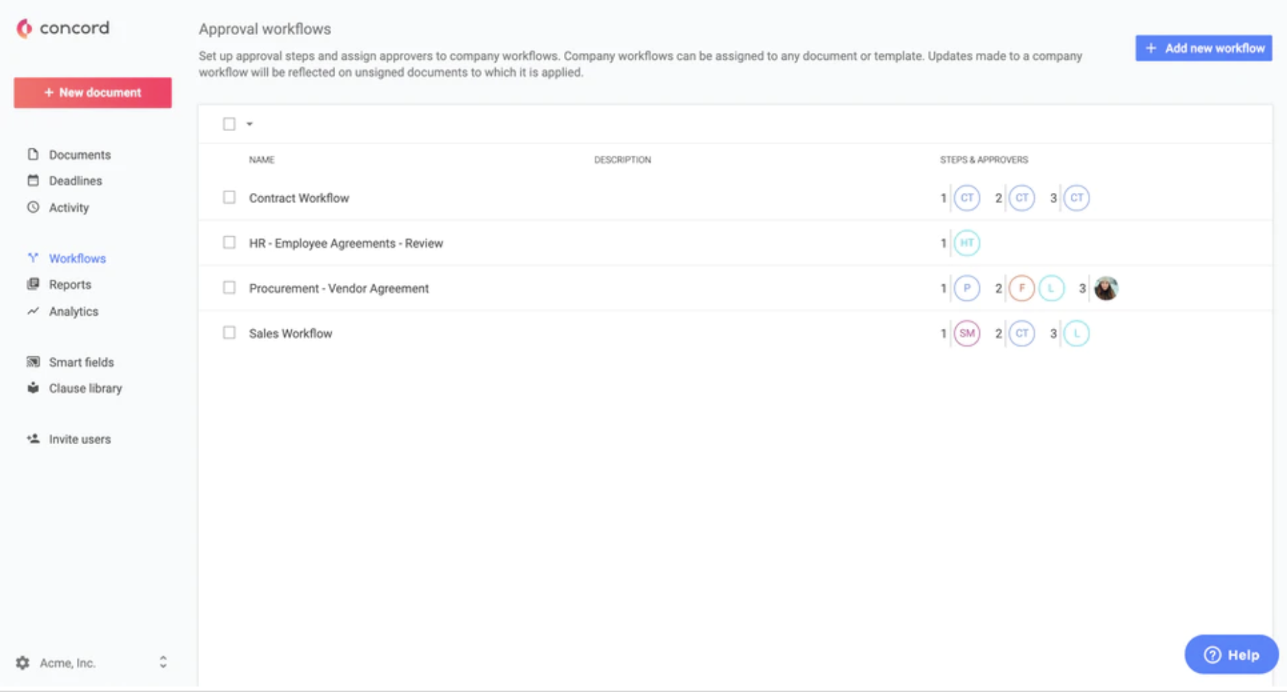 Concord approval workflows