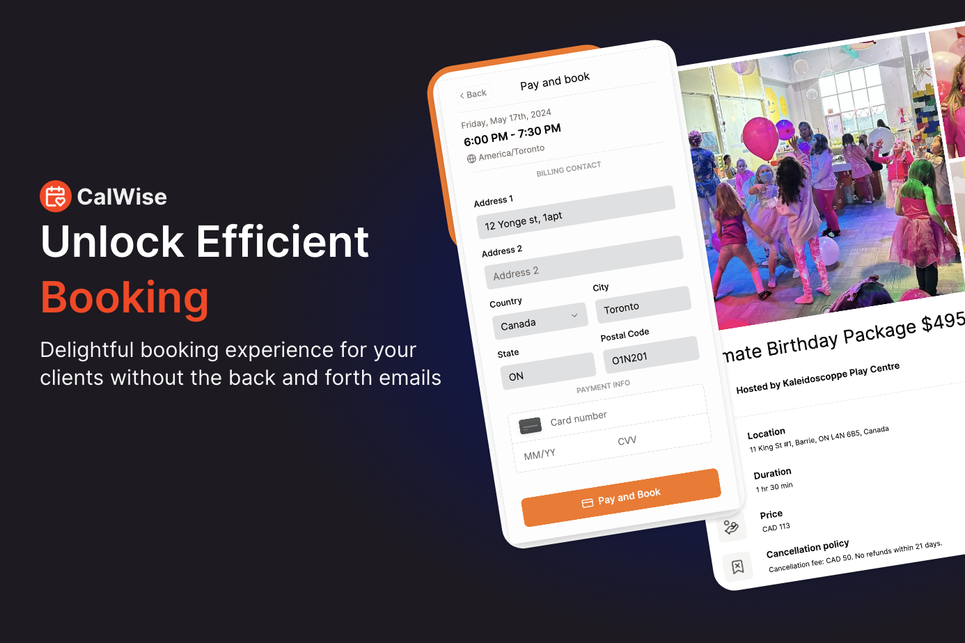 CalWise screenshot: CalWise booking