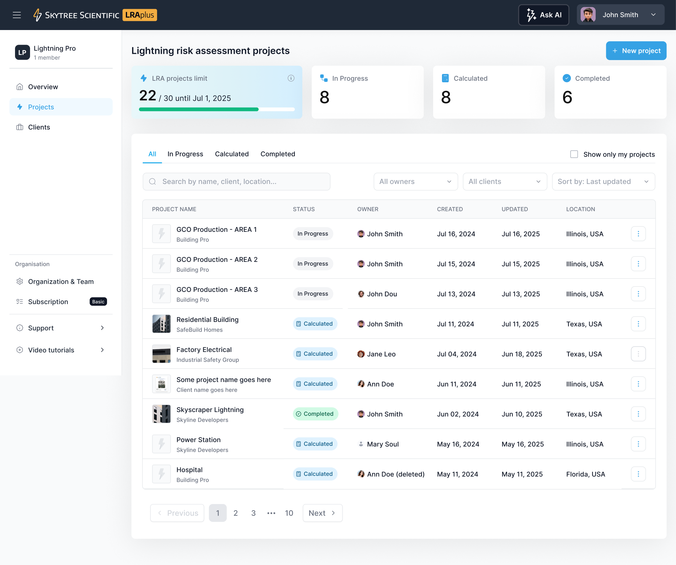 LRA Plus Software - LRA Plus lightning risk assessment projects