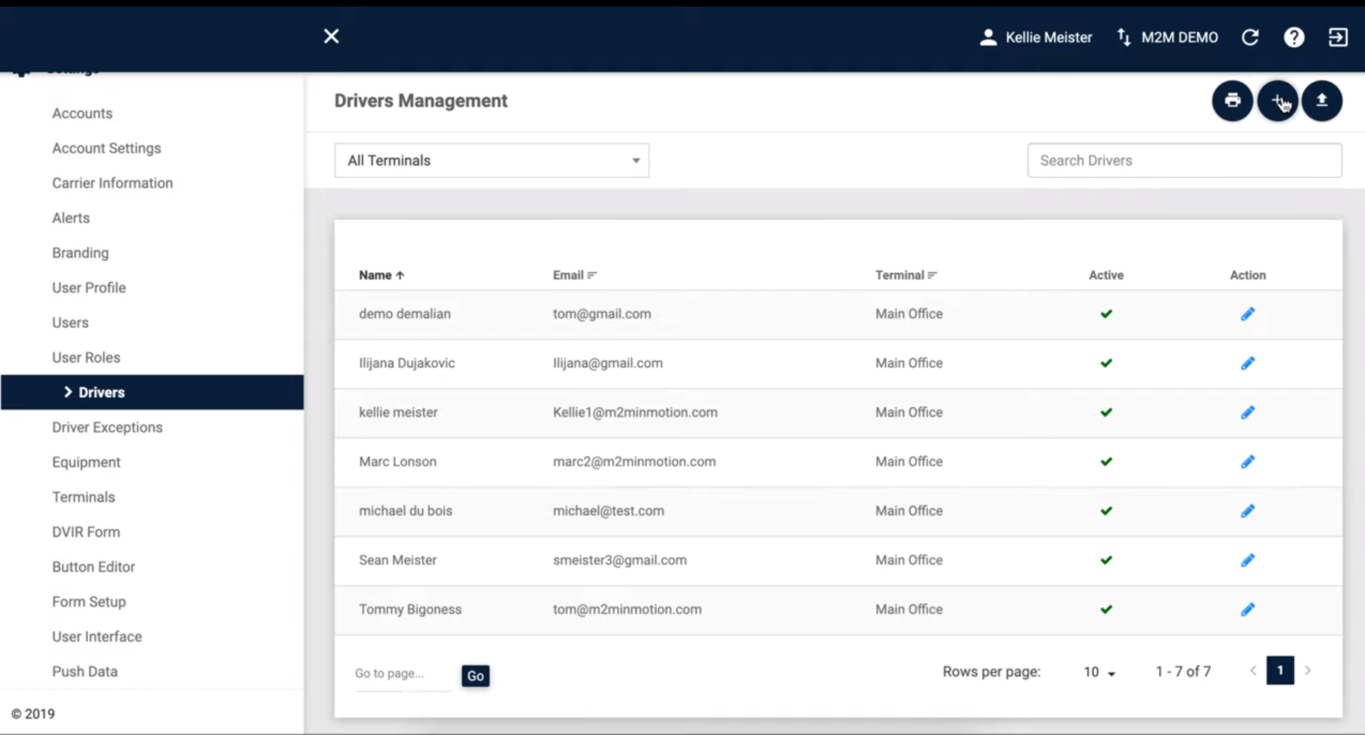 M2M In Motion driver management