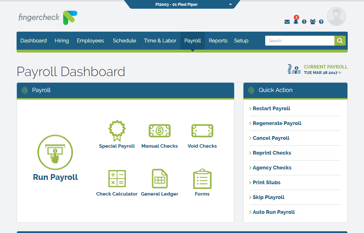 FingerCheck Software - Fingercheck - Payroll dashboard