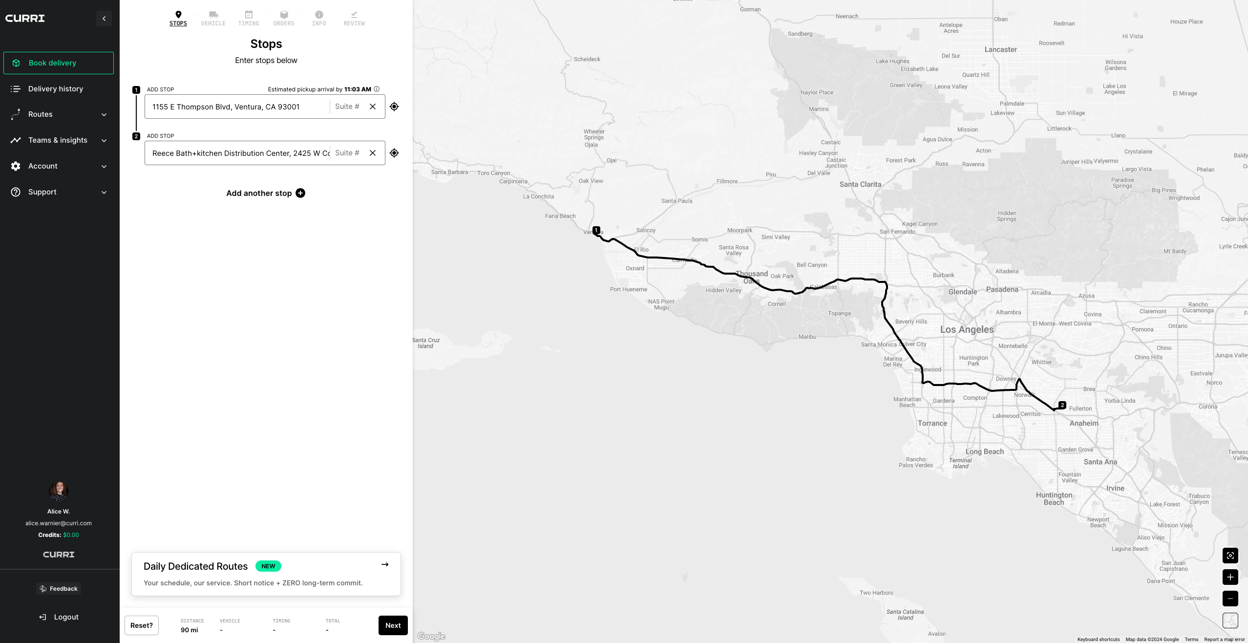 Curri screenshot: Curri booking funnel