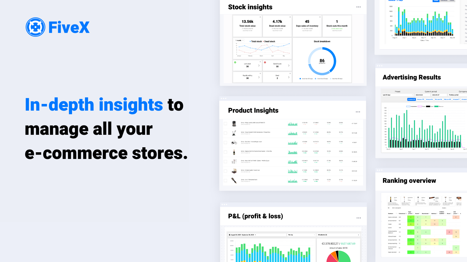 FiveX screenshot: FiveX turns your data into valuable insights, actions and automations. 