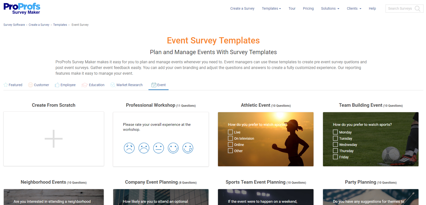 ProProfs Survey Maker Software - event survey templates