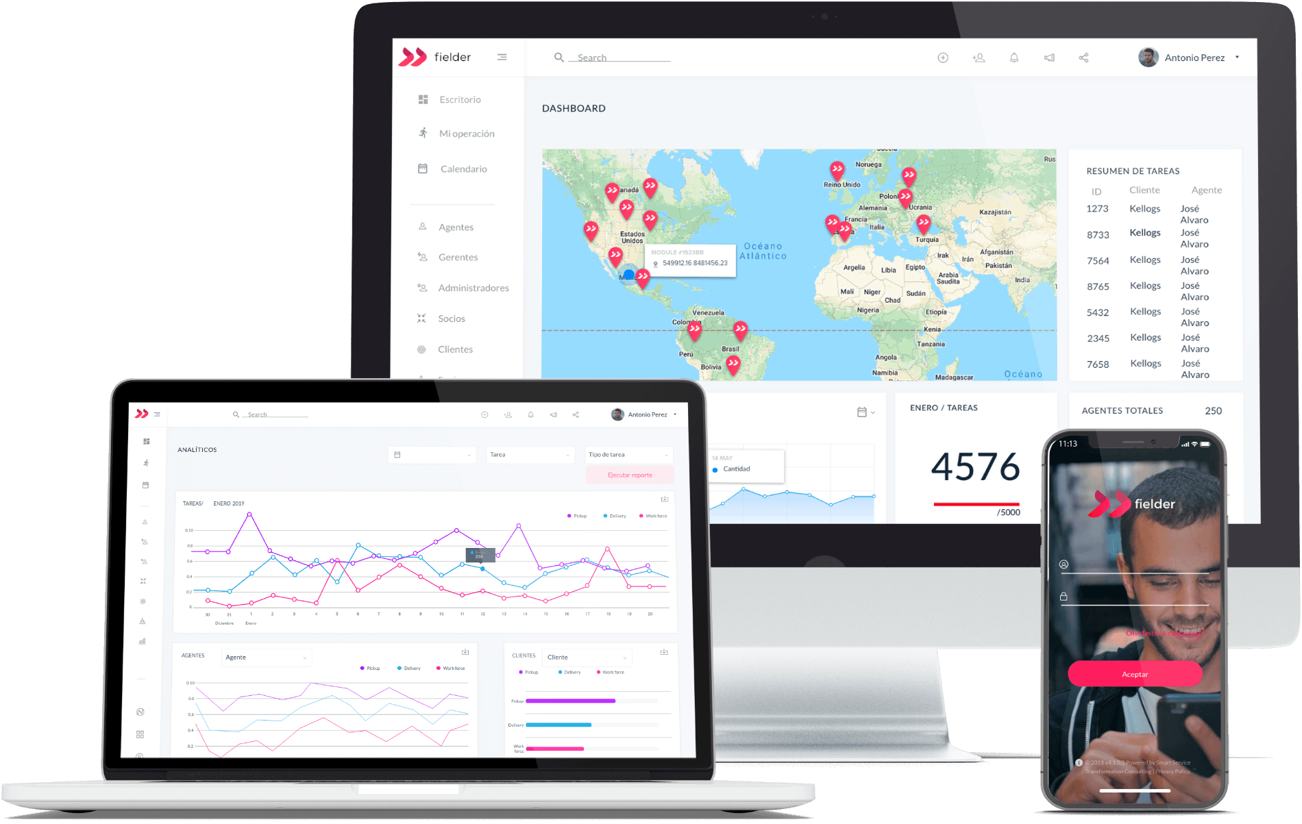 Fielder Agent screenshot: Digitalization, automation and real-time control of field services