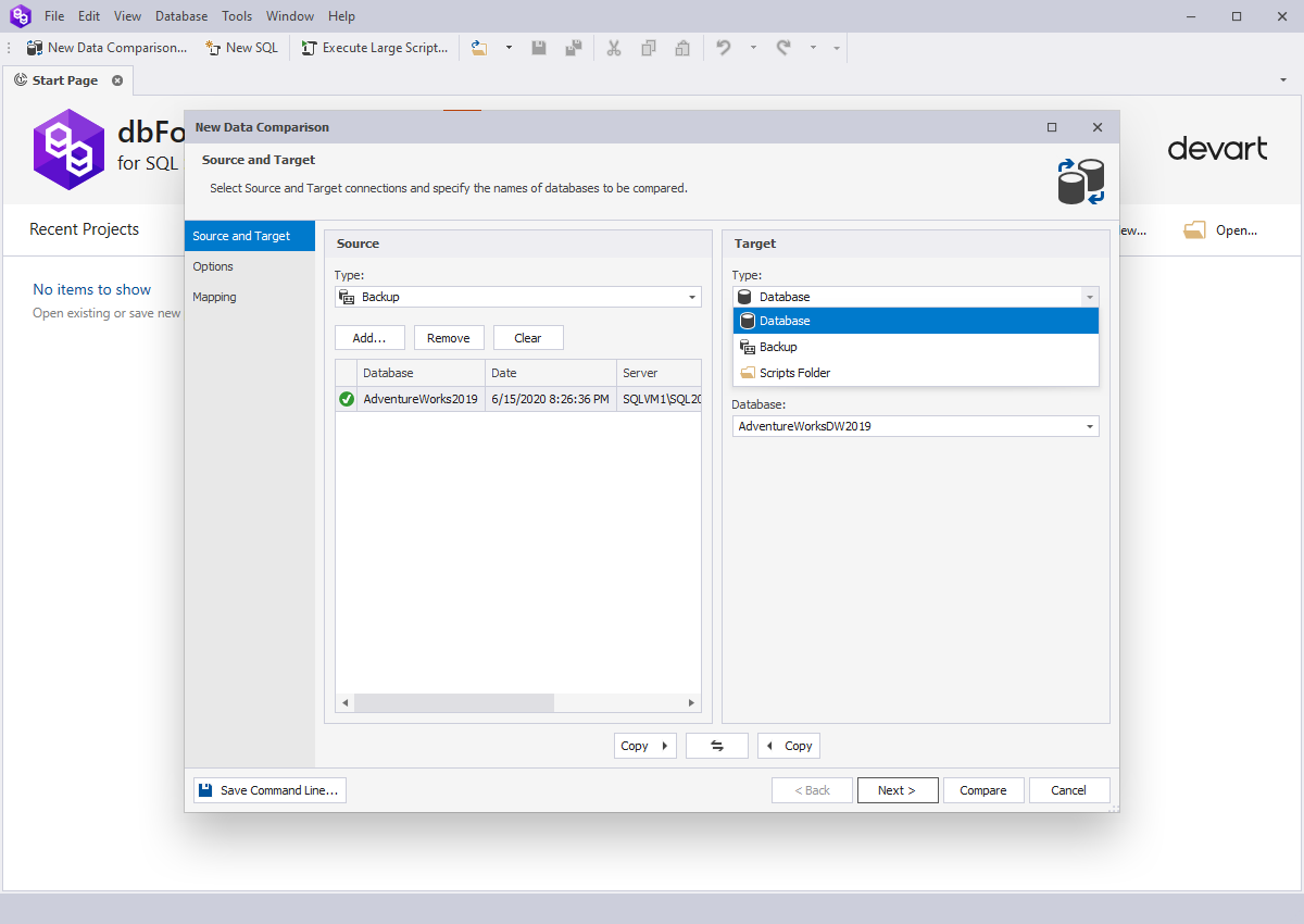 dbForge Data Compare for SQL Server screenshot: Supported Data