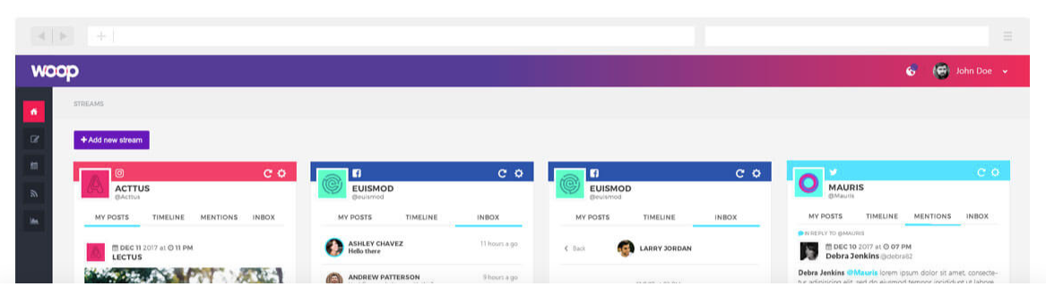 Woop  screenshot: Schedule social media posts