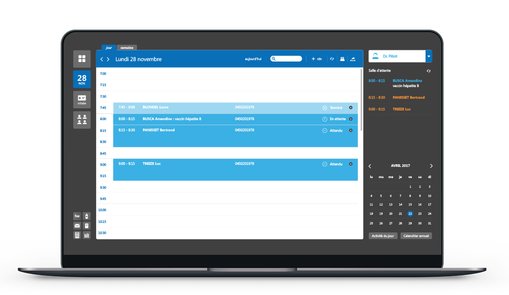DrSanté screenshot: Diary for managing appointments
