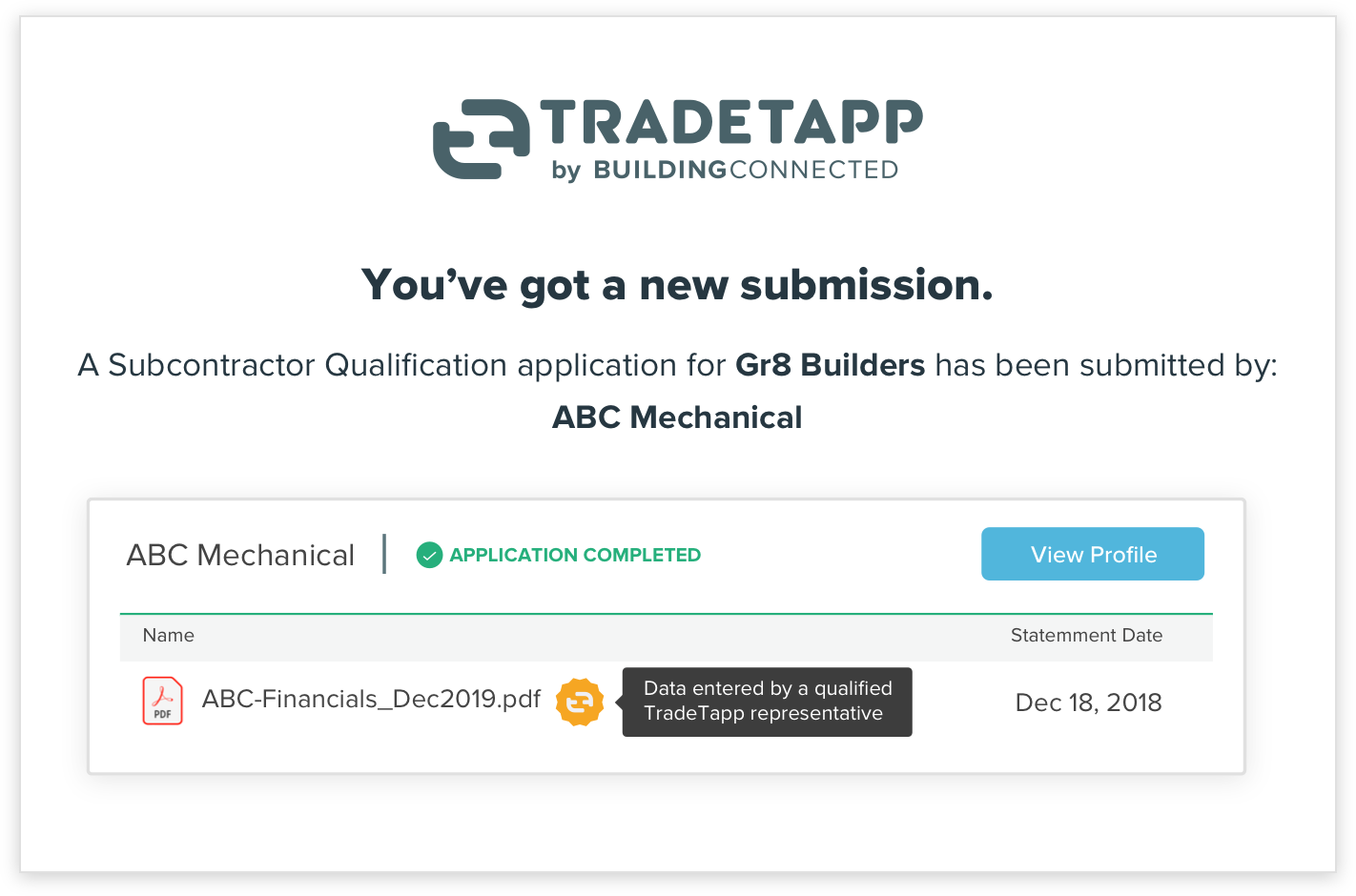 TradeTapp application submission