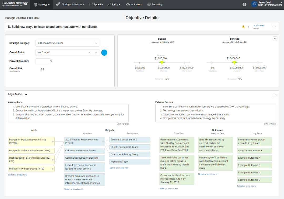 Essential Strategy screenshot: Essential Strategy objective details
