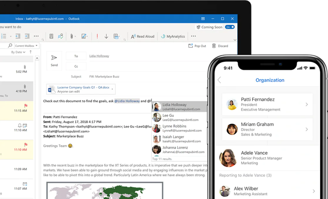 Microsoft Outlook Software - Microsoft Outlook @mentions