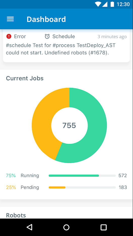 UiPath Software - UiPath Robotic Process Automation dashboard screenshot