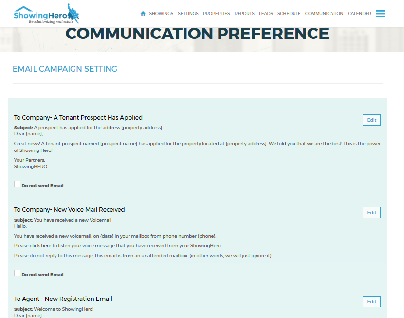 Set communication preferences