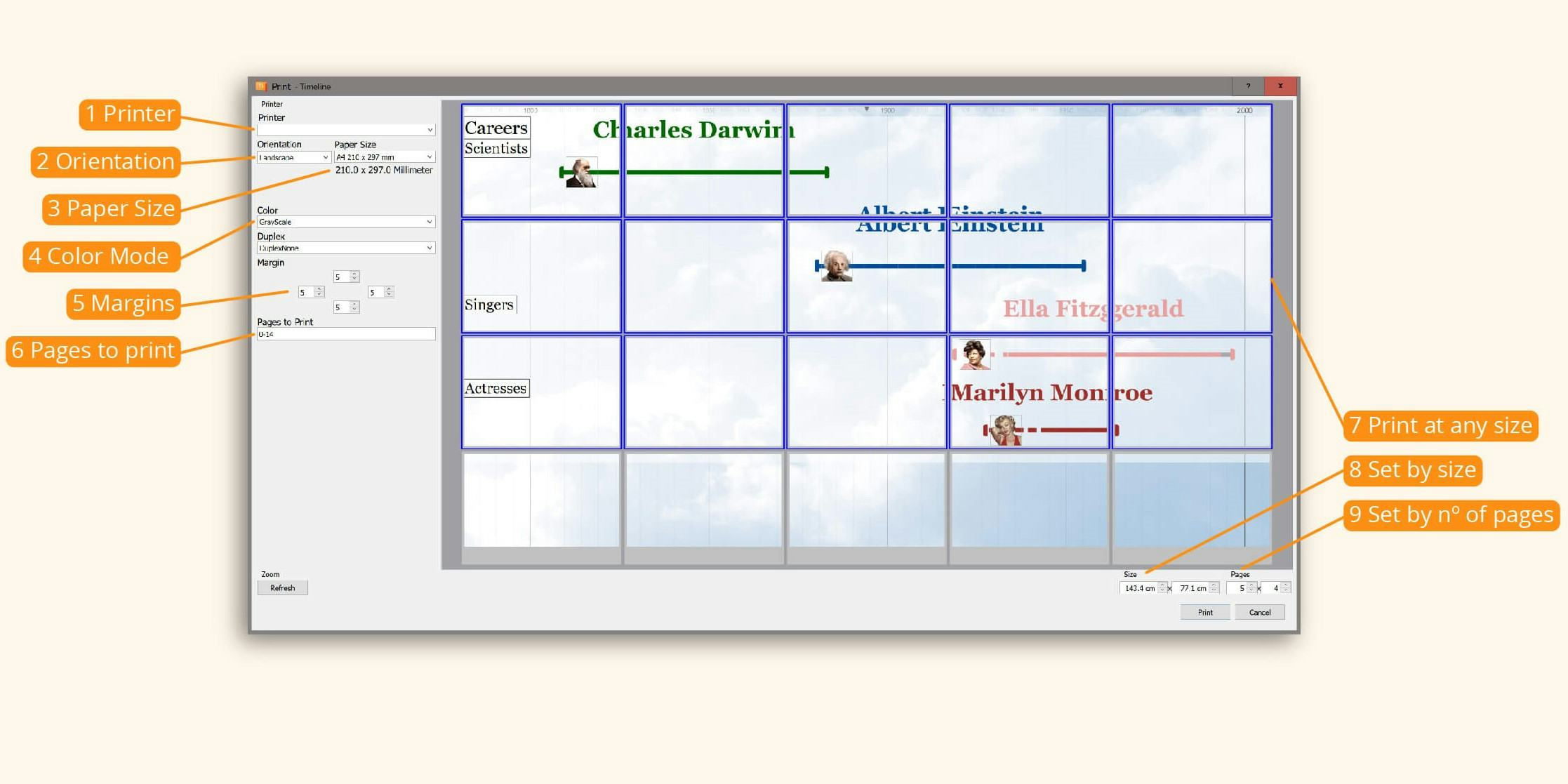 Timeline Software - Timeline Software print scren. Print timelines at home, any size, no pixel quality lost.