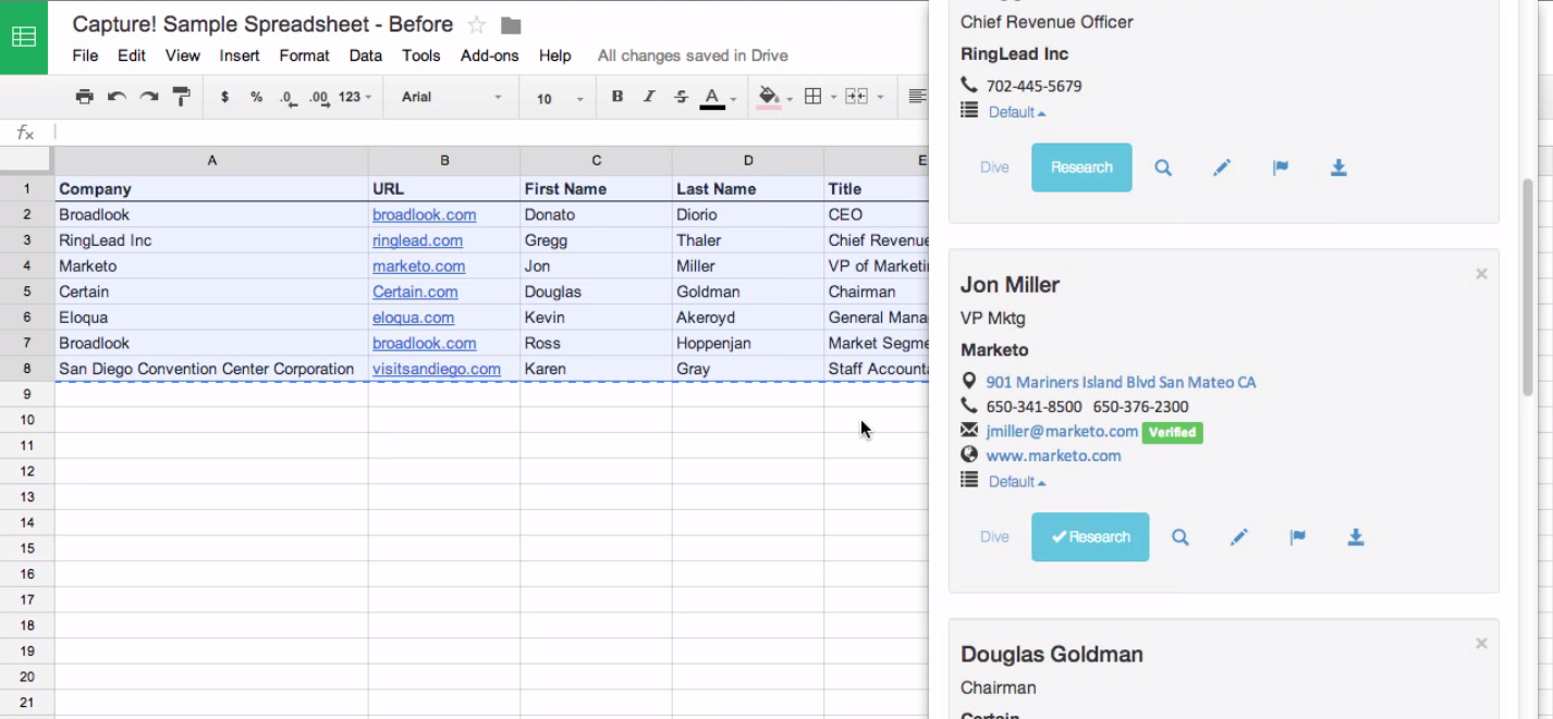 Fill in missing spreadsheet data with Capture