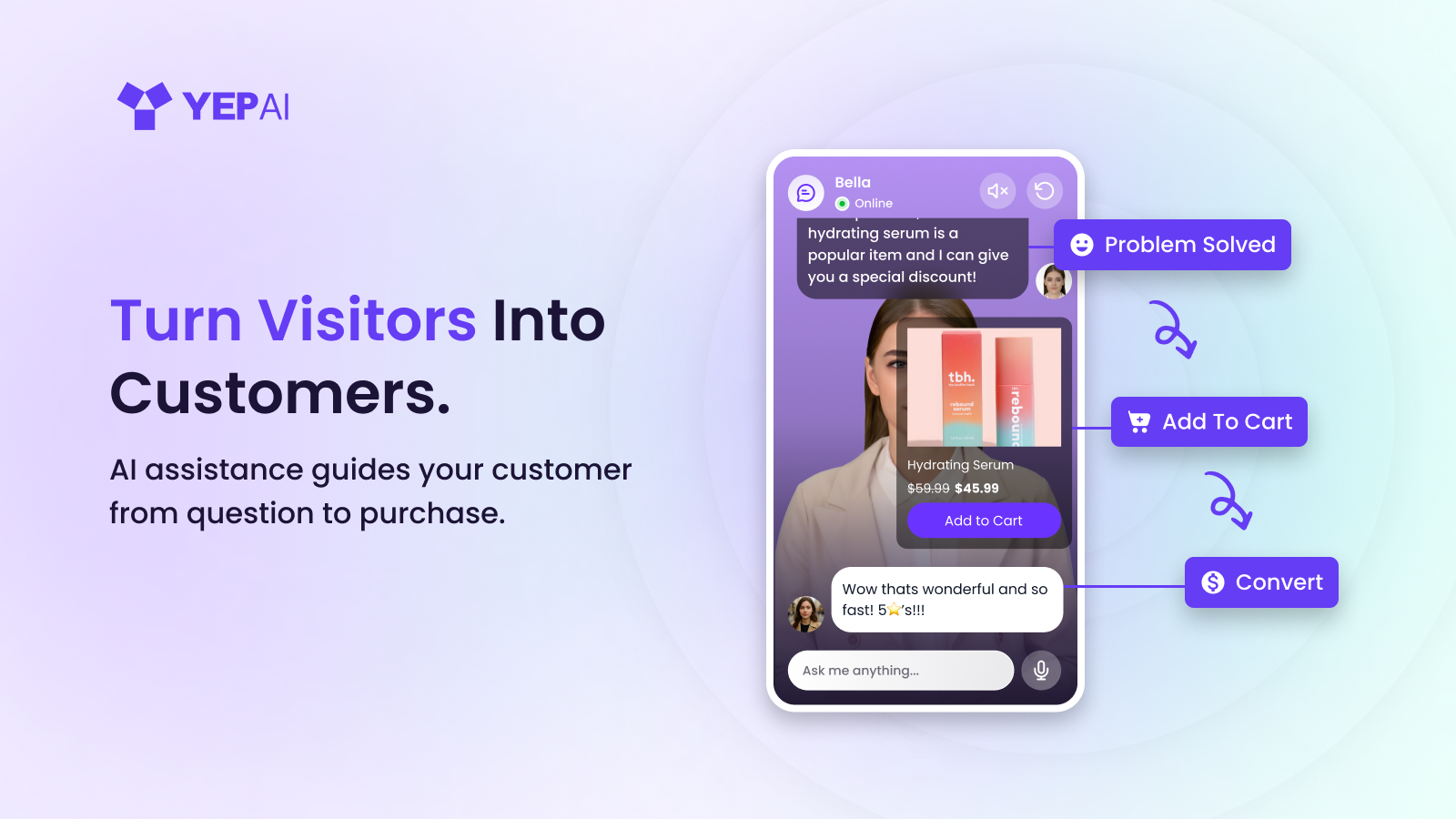 Yep AI screenshot: Yep AI add to cart functionality