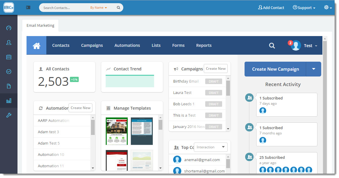 BigContacts Software - Seamless integration of CRM & Email Marketing software