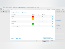 MindMup Software - Multiple progress statuses with custom priority levels can be configured