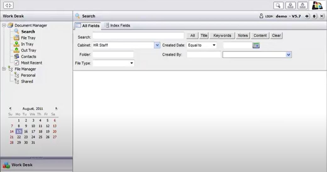 FileLeap screenshot: Document search