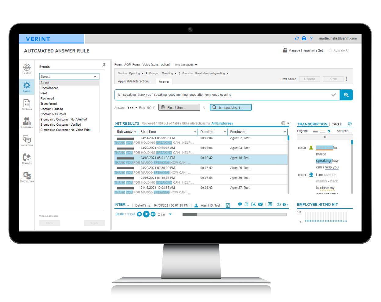 Verint Automated Quality Management Software - Advanced rules capabilities