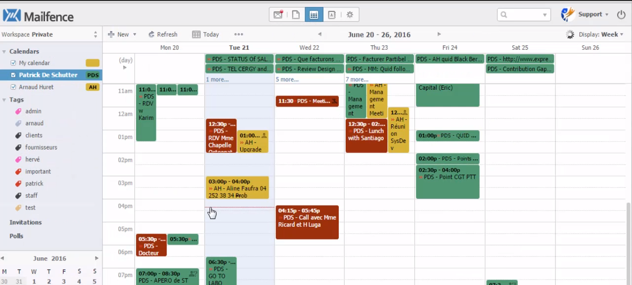 Mailfence calendar