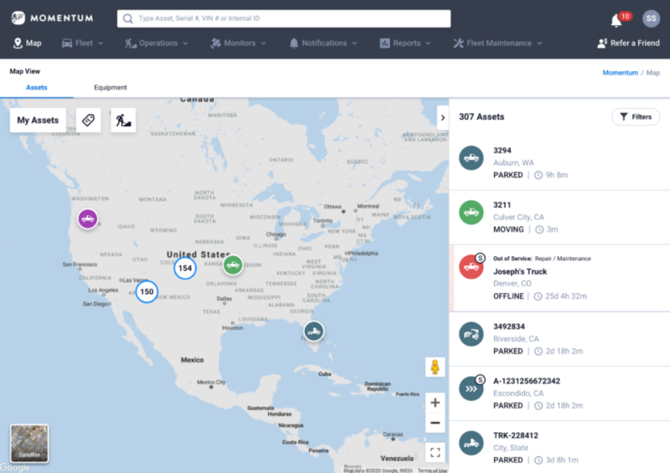 Momentum IoT Software - Get a global view of every vehicle or asset on a map in real-time. Download the mobile app to keep Momentum with you no matter where you are.