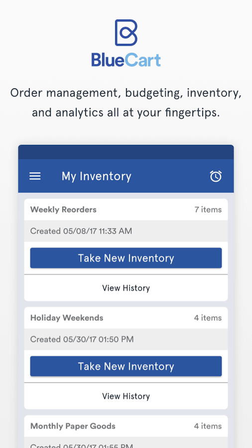 BlueCart Software - Inventory can be input within the mobile app