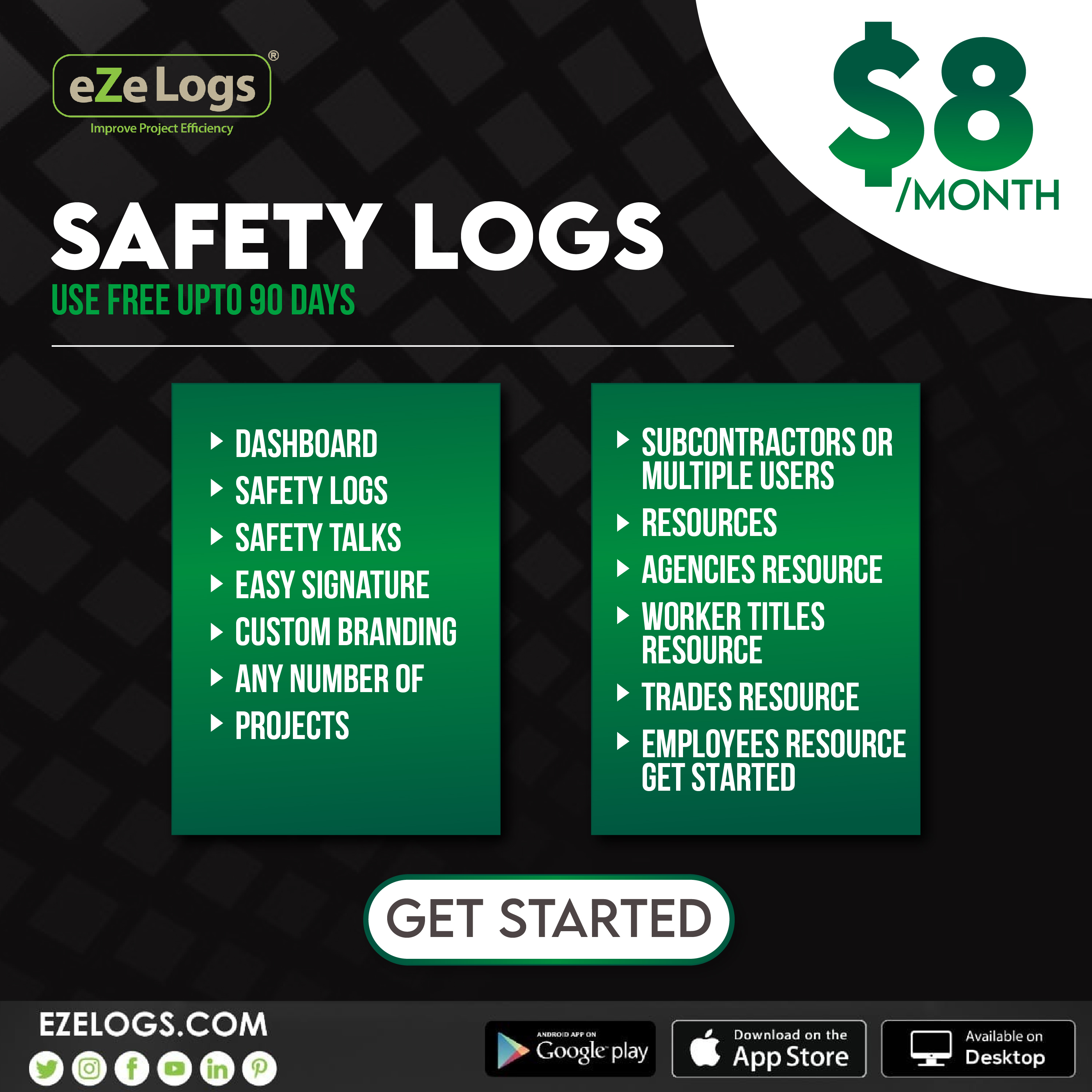 Safety logs- To meet OSHA Safety Compliance a site safety competent person check all job site conditions as per the check list, record with photos of any unsafe conditions and submit report. Print report in pdf and notify to all stake holders by email.