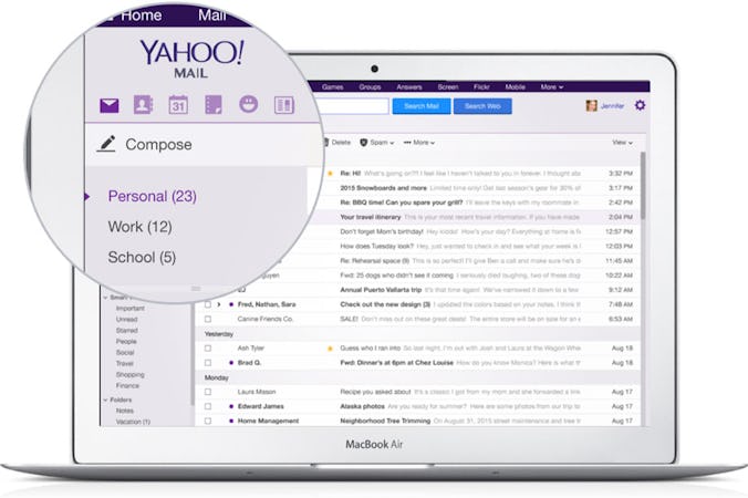Yahoo Mail screenshot: Yahoo Mail desktop 