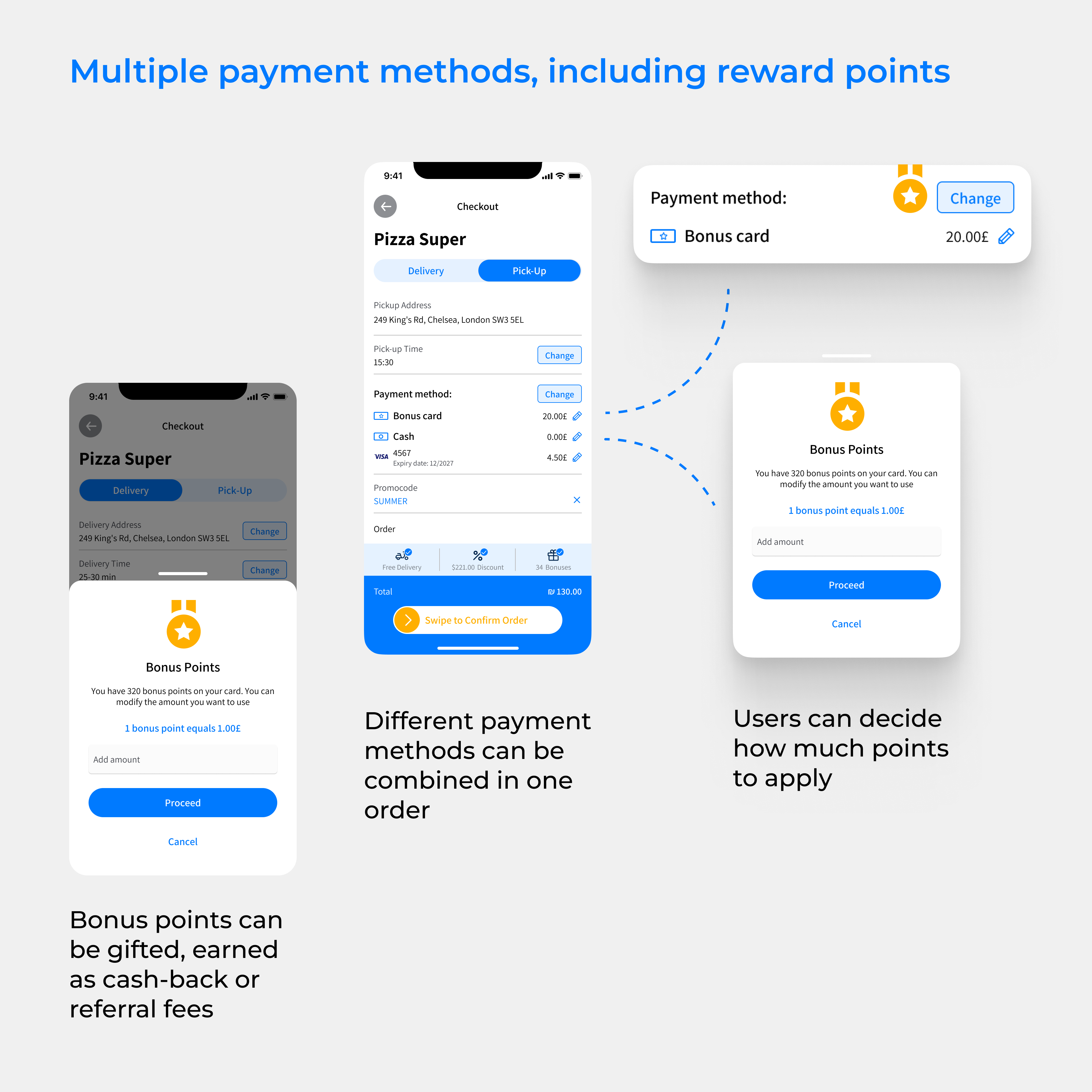 DelivApp Software - Mix cards, cash and bonus points in a single order to boost conversion and loyalty