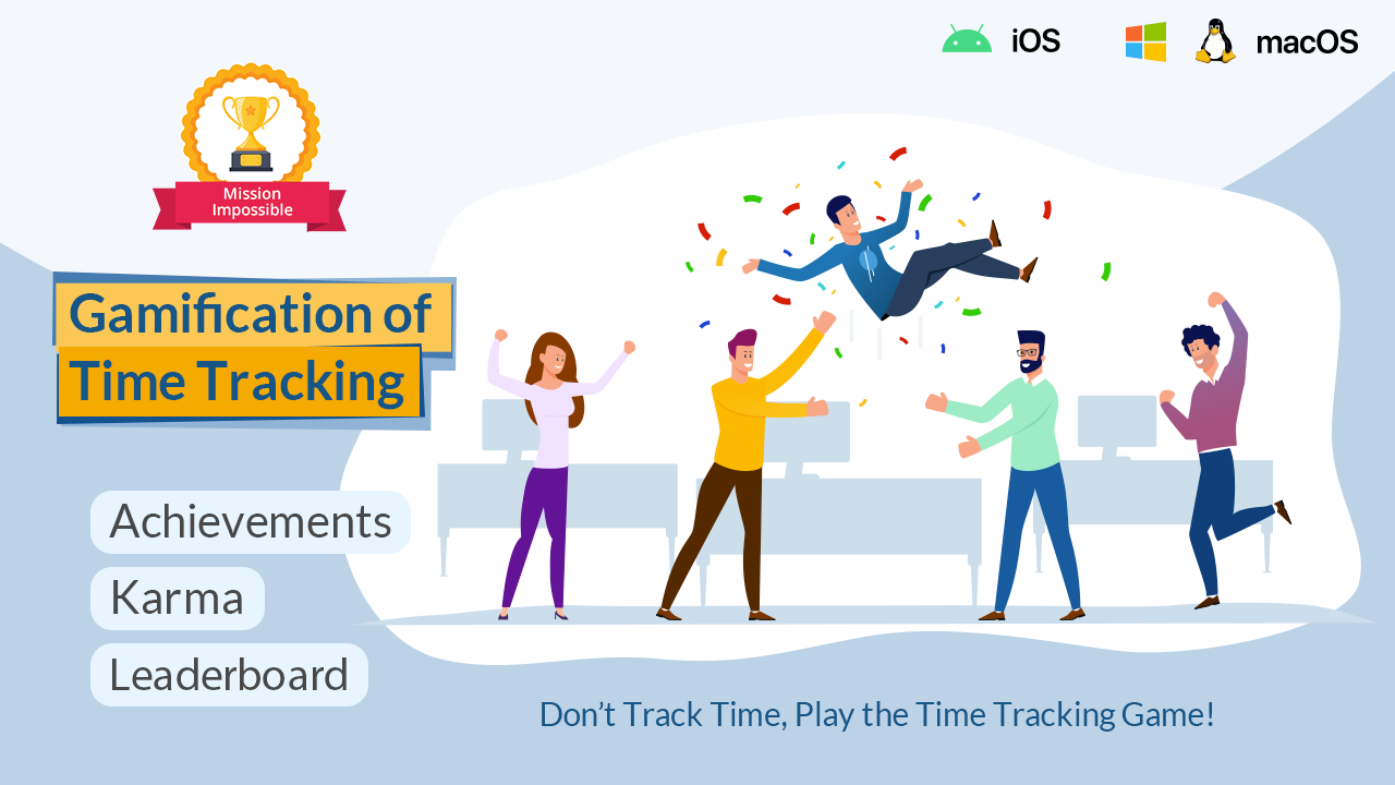 Gamification of time tracking: achievements & karma.