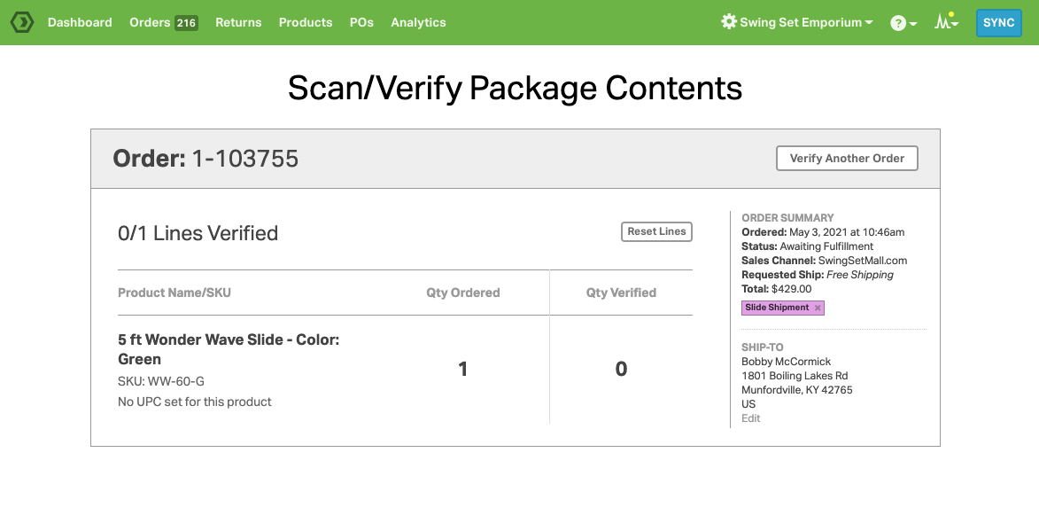 Reduce packing errors using a barcode scanner and our Scan/Verify Package Contents module