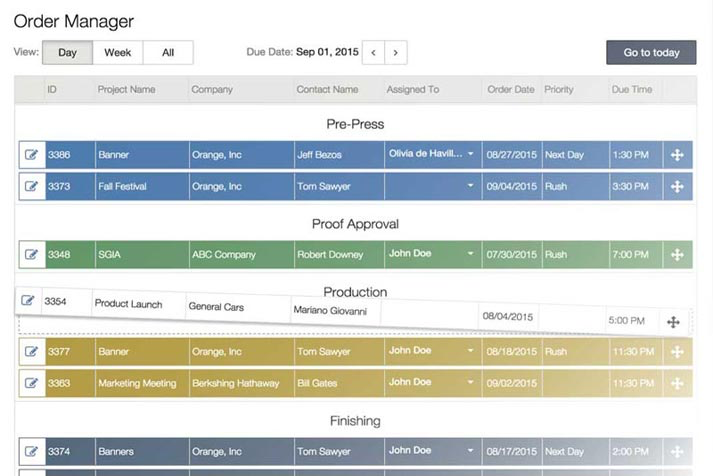 Ordant Software - Order management features include drag & drop functionality and order status tracking