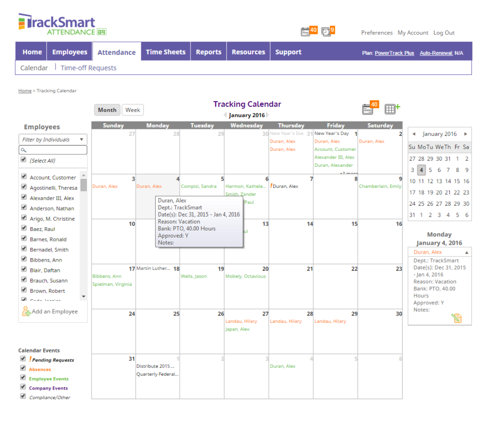 TrackSmart Attendance Software - Easy Calendar Tracking - thumbnail