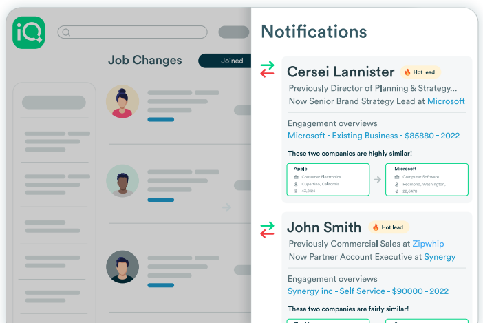 Track sales triggers in a single place. Know when contacts from your target accounts get promoted, leave a company, or start a new job. Get notified in real-time to build relationships with quick, timely outreach.