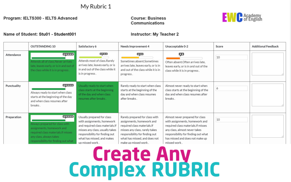 ClassTrack Software - Classtrack.com rubric creation