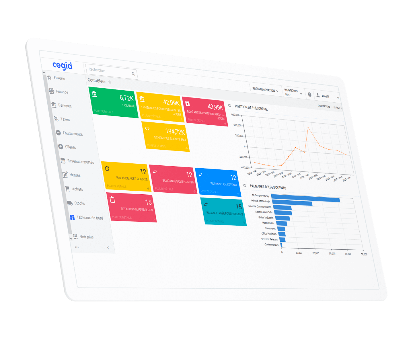 CEGID XRP FLEX screenshot: Tableau de bord Controleur