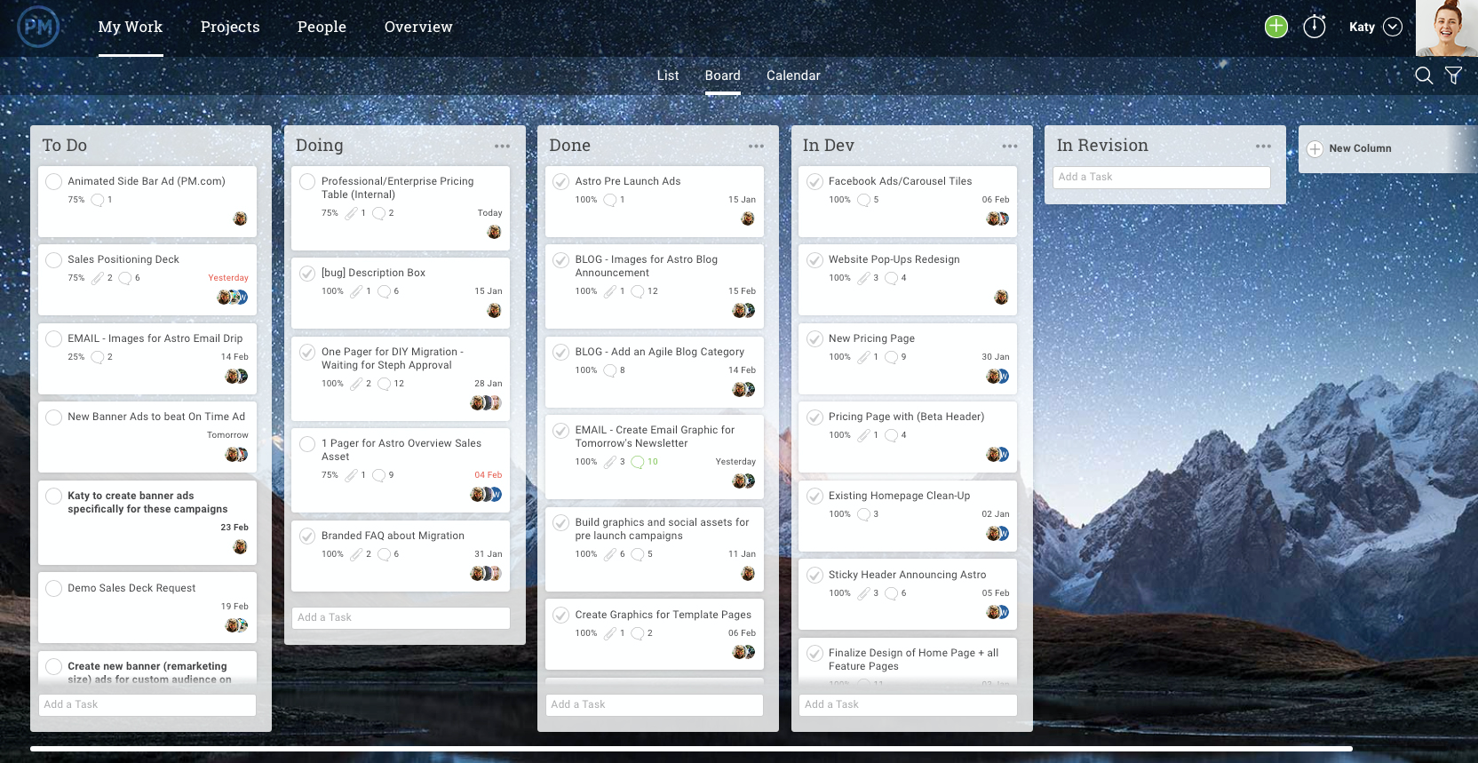 Easy-to-use kanban boards allow you to drag and drop tasks in the right column