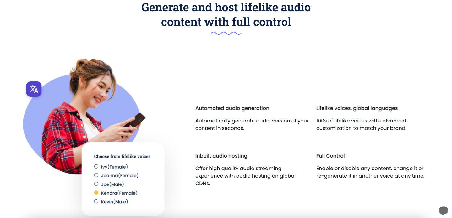 Generate and host lifelike audio content with full control
