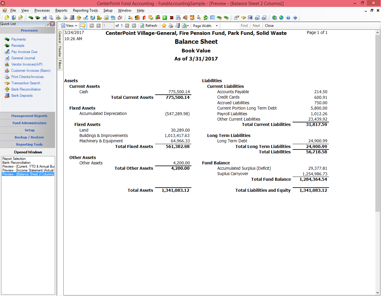 CenterPoint Fund Accounting for Municipals balance sheet
