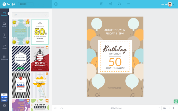 FotoJet screenshot: FotoJet birthday cards