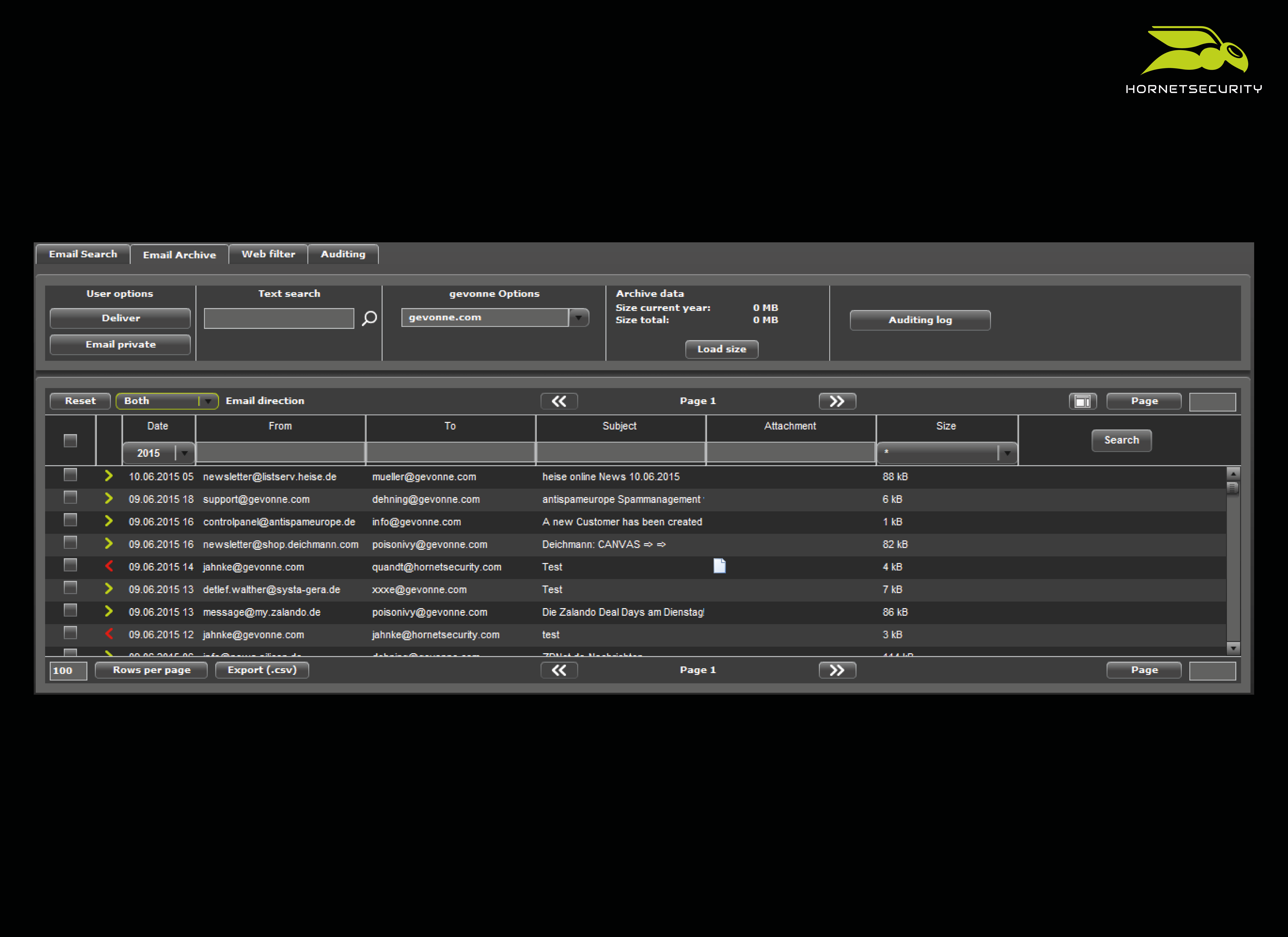 Full-text search capabilities allow users to find data quickly using different criteria, such as date, sender, recipient, subject