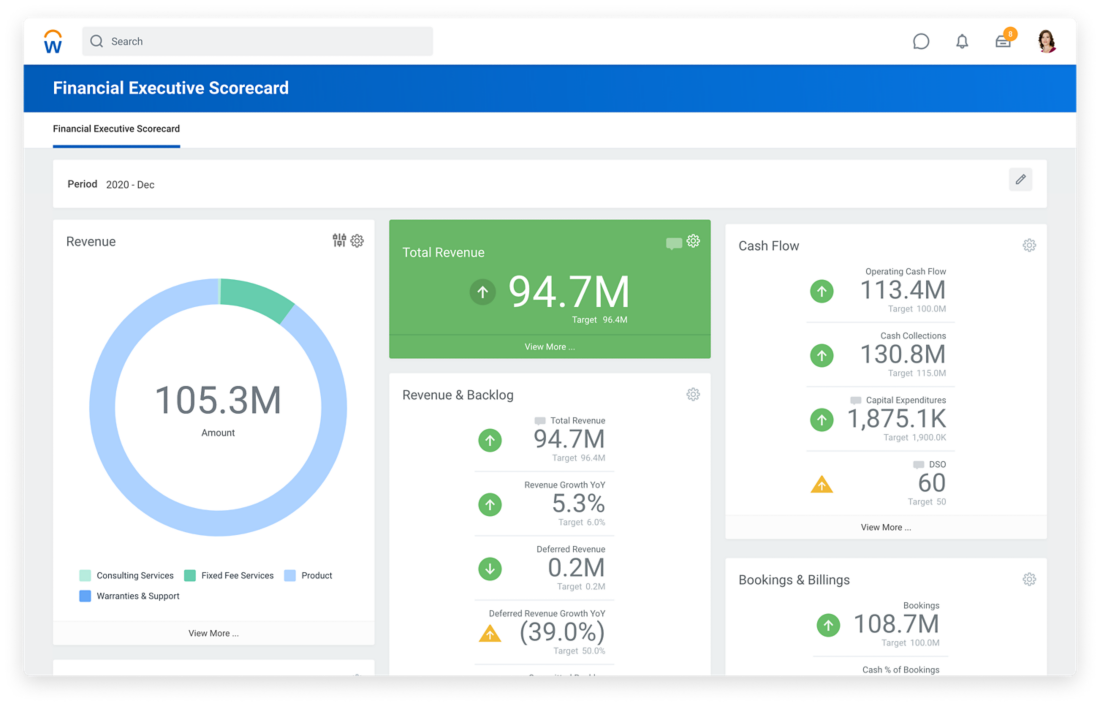 Workday Financial Management Software - Workday Financial Management financial executive scorecard