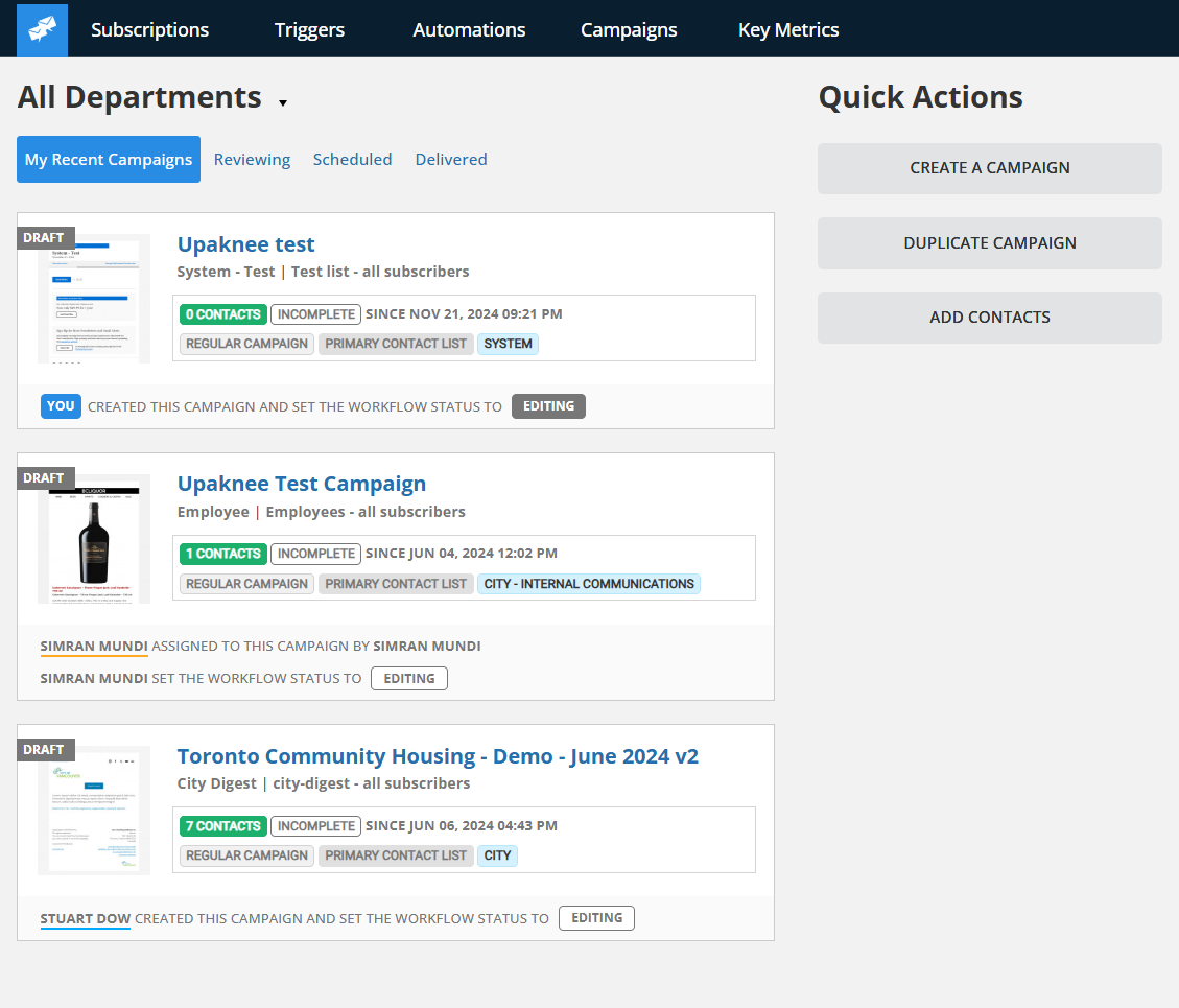 Cloud Messaging Stack screenshot: Dashboard