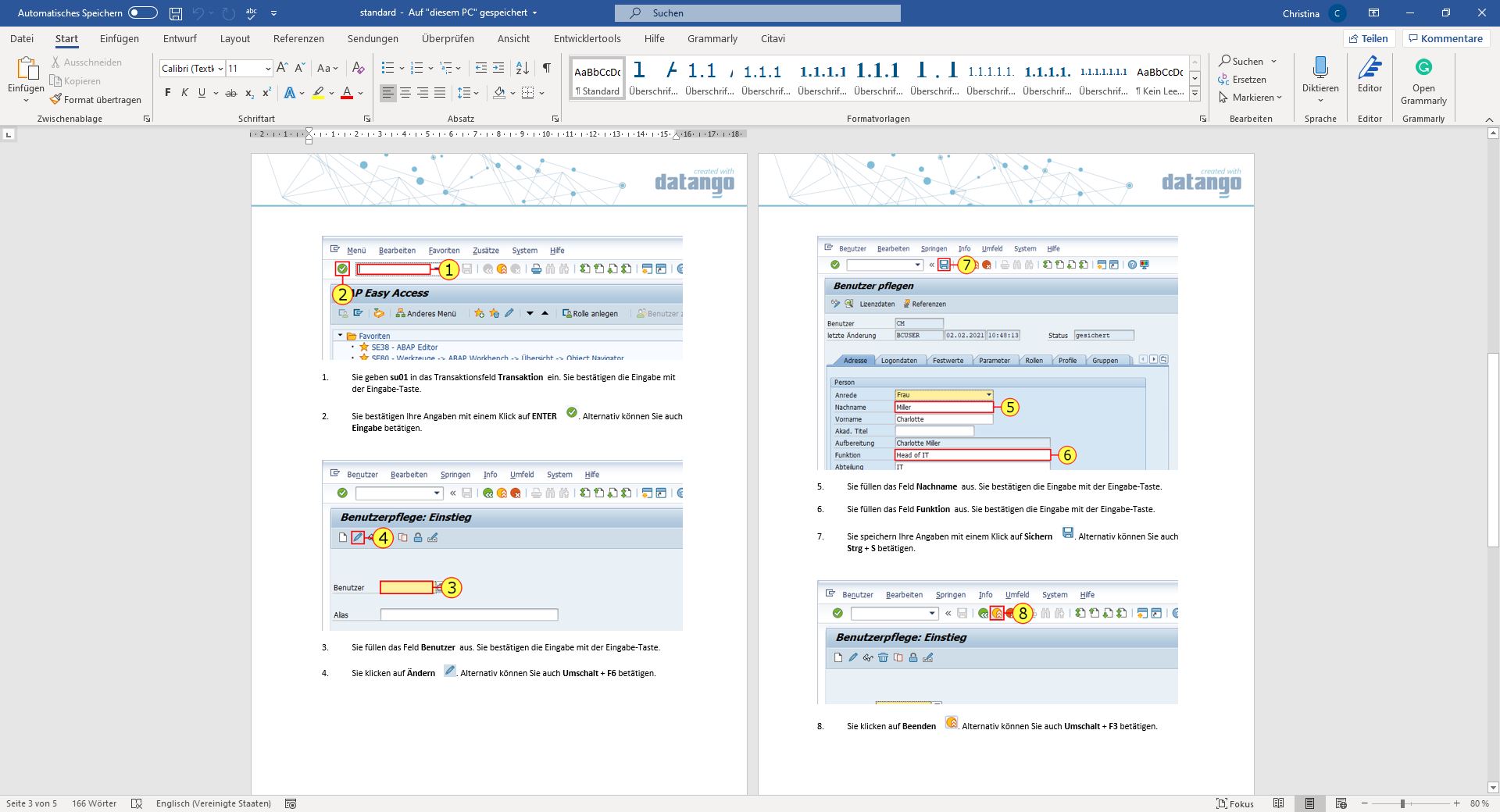 datango creator - automatically generated SAP documentation
